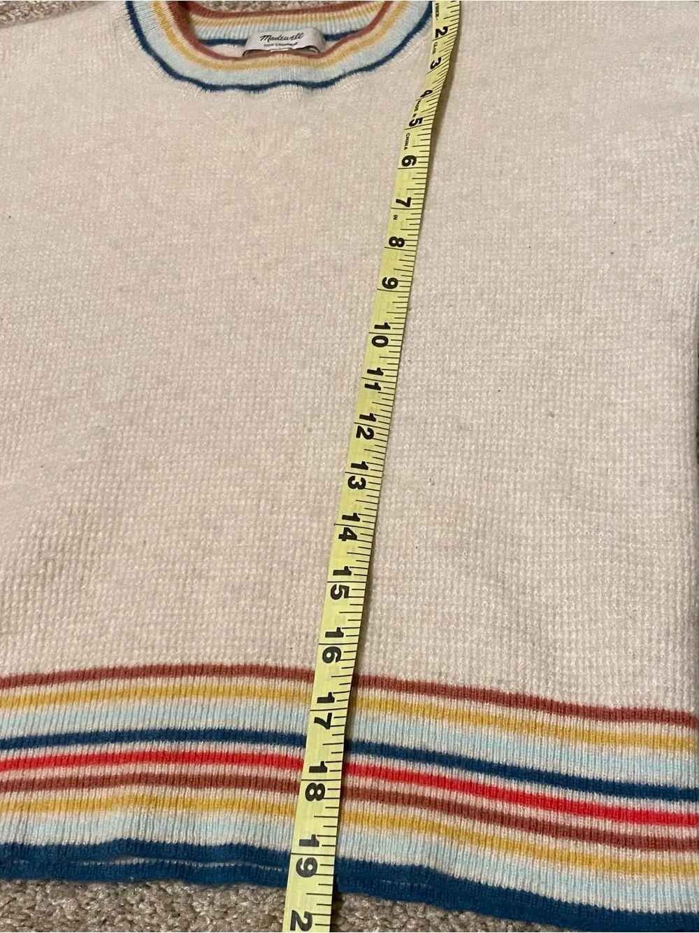 Madewell Cashmere Rainbow Trim Crewneck Sweater